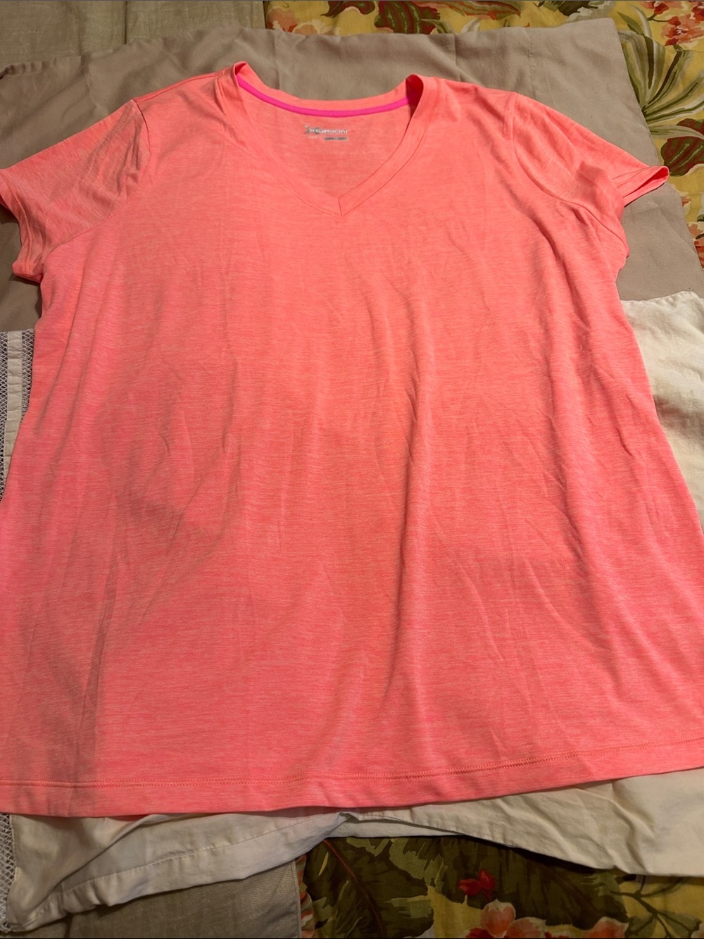 Xersion Coral Pink V-Neck Short Sleeve Tee